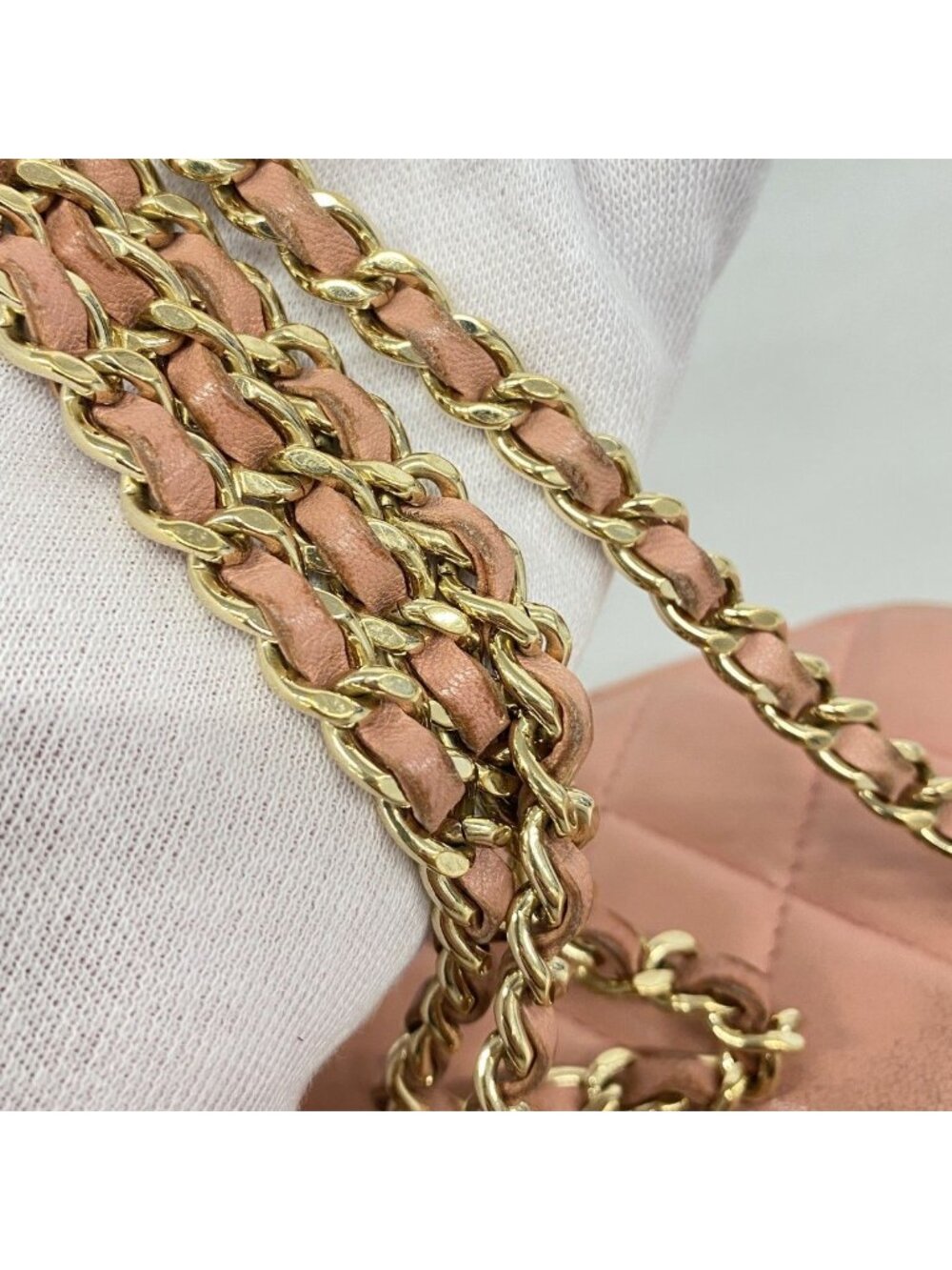 Chanel Shoulder Bag Quilted Lambskin Pink Champagne Gold - Picture 10 of 10
